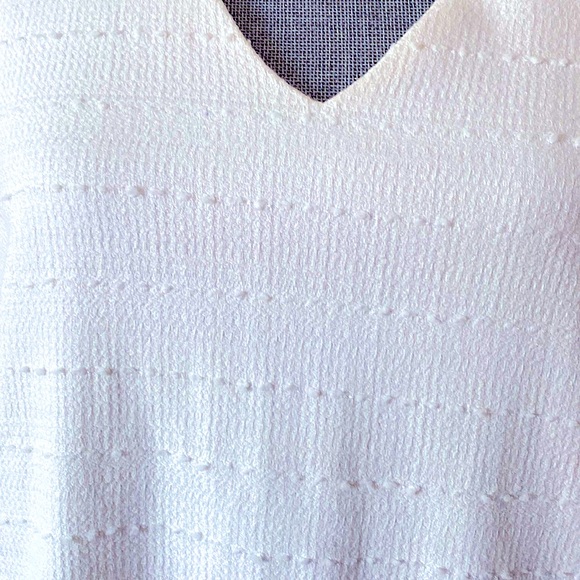 Loft Sleeveless Textured Tweed V Neck Cotton Shift Career Dress White Size 8 - Picture 7 of 16